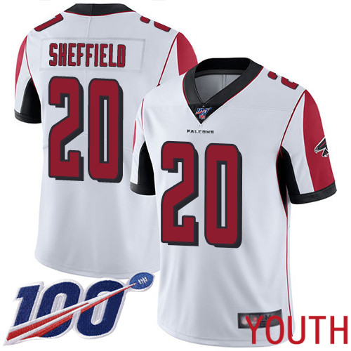 Atlanta Falcons Limited White Youth Kendall Sheffield Road Jersey NFL Football 20 100th Season Vapor Untouchable